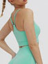 the keeper GATHERED CROP & high waist scrunch butt legging SET Aqua